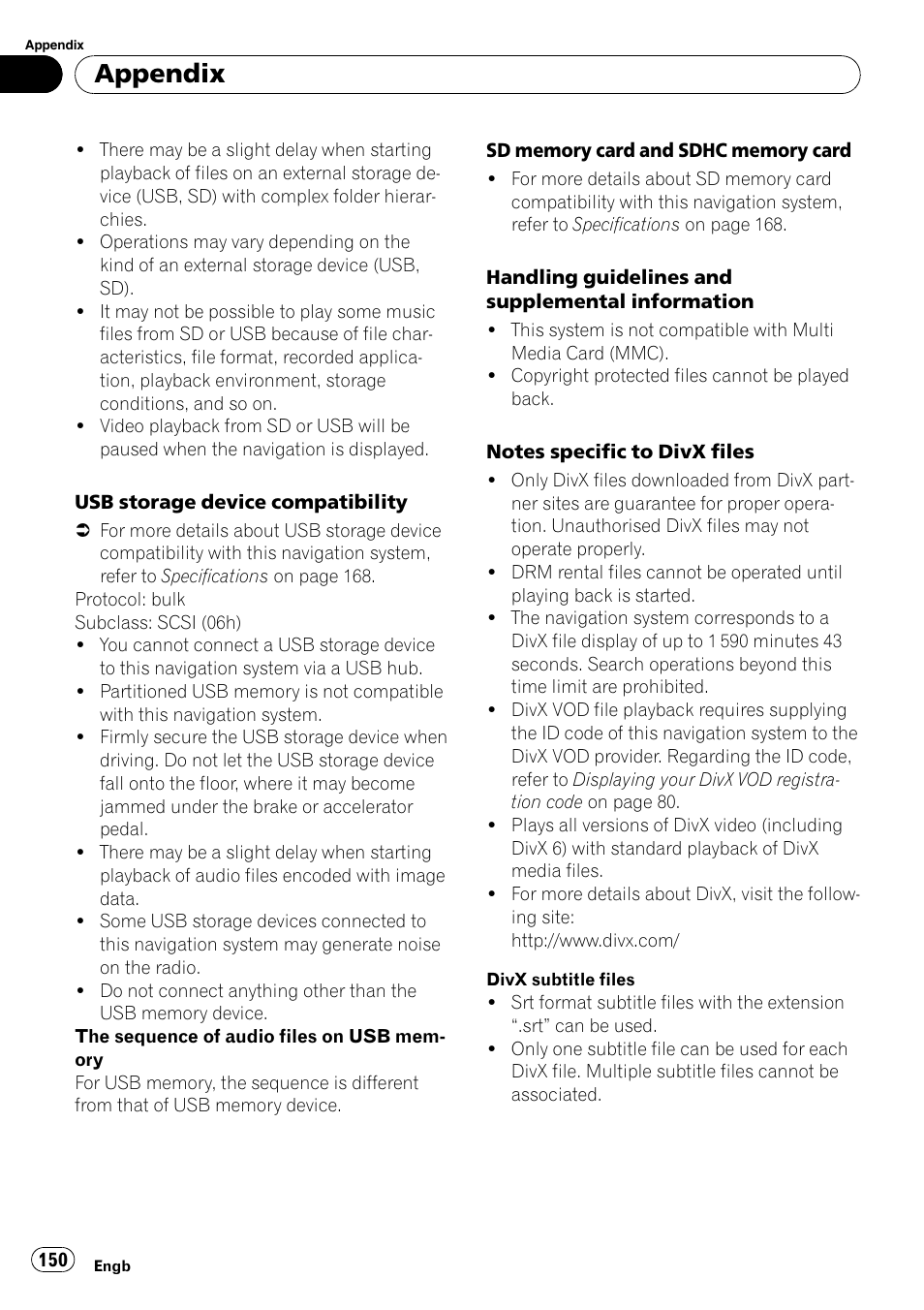 Appendix | Pioneer AVIC-F910BT User Manual | Page 150 / 170