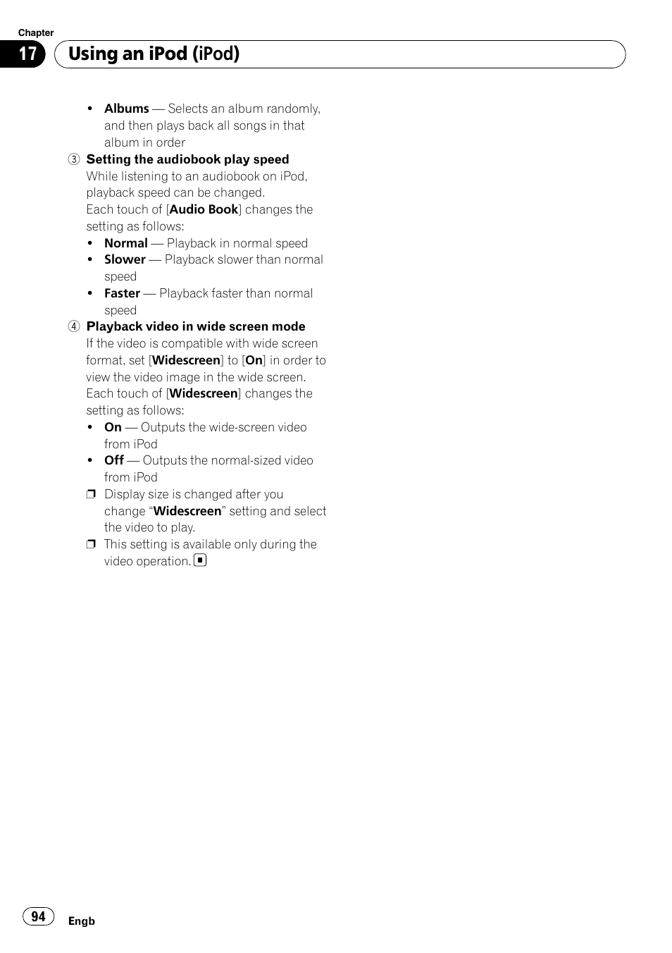 Using an ipod (ipod) | Pioneer AVIC-F910BT User Manual | Page 94 / 170