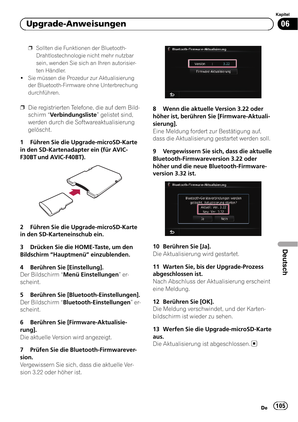 06 upgrade-anweisungen | Pioneer AVIC-F9310BT User Manual | Page 105 / 128