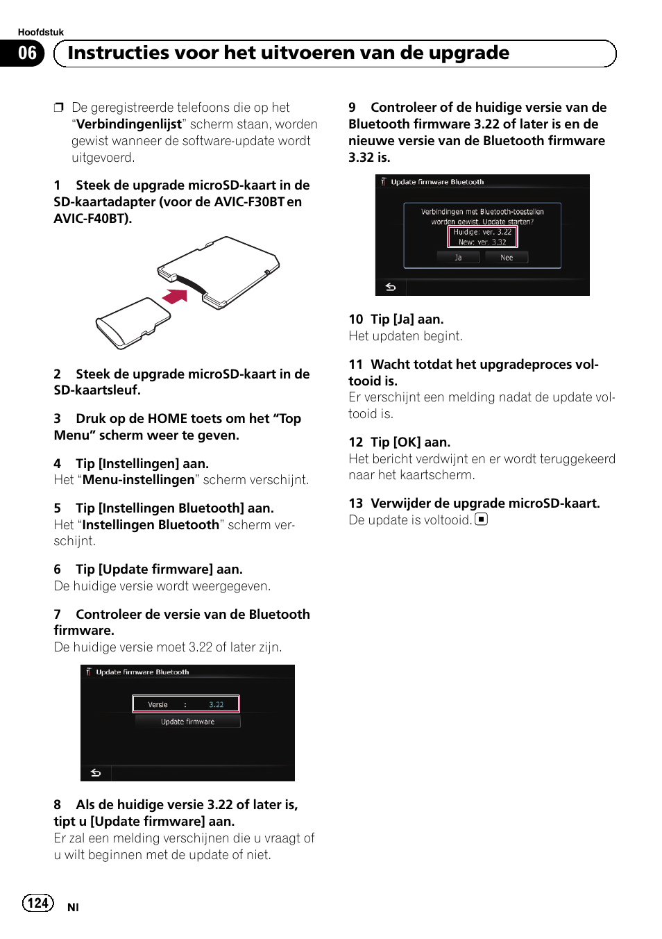 06 instructies voor het uitvoeren van de upgrade | Pioneer AVIC-F9310BT User Manual | Page 124 / 128