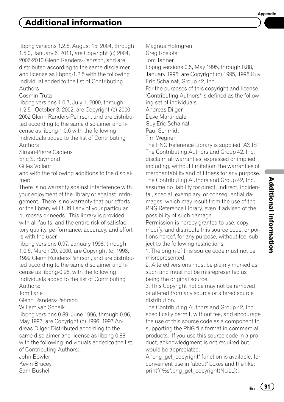 Additional information | Pioneer AVH-X8500BT User Manual | Page 91 / 100