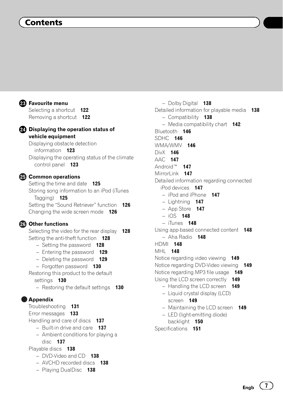 Pioneer AVH-X8600BT User Manual | Page 7 / 156