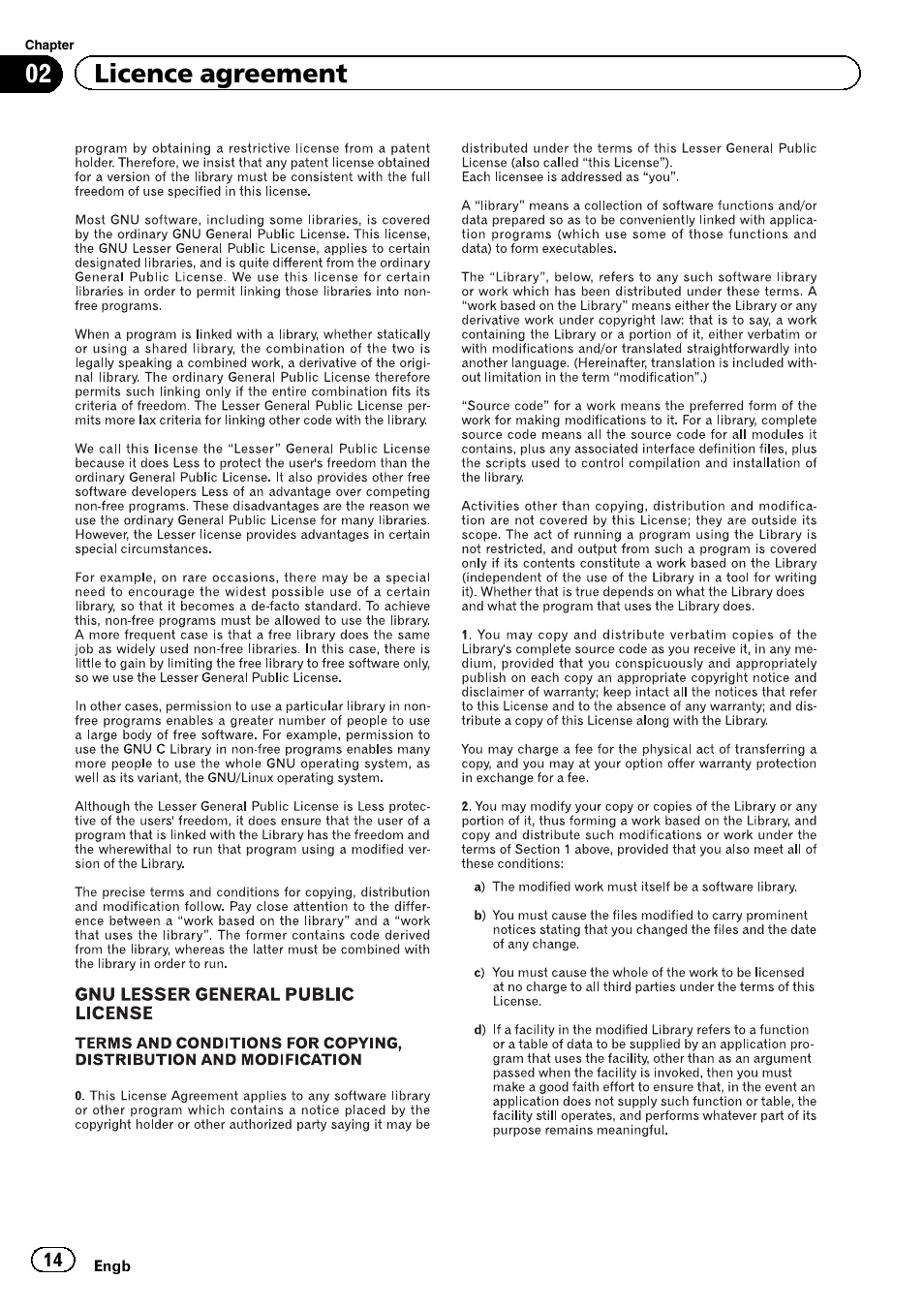 02 licence agreement | Pioneer CNSD-110FM User Manual | Page 14 / 32