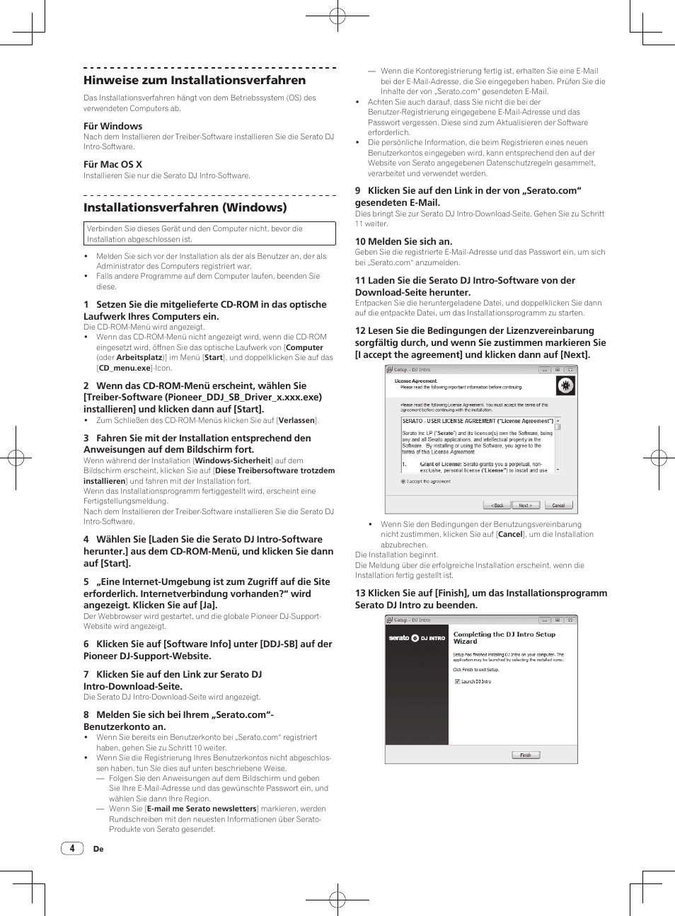 Hinweise zum installationsverfahren, Installationsverfahren (windows) | Pioneer DDJ-SB-S User Manual | Page 32 / 68