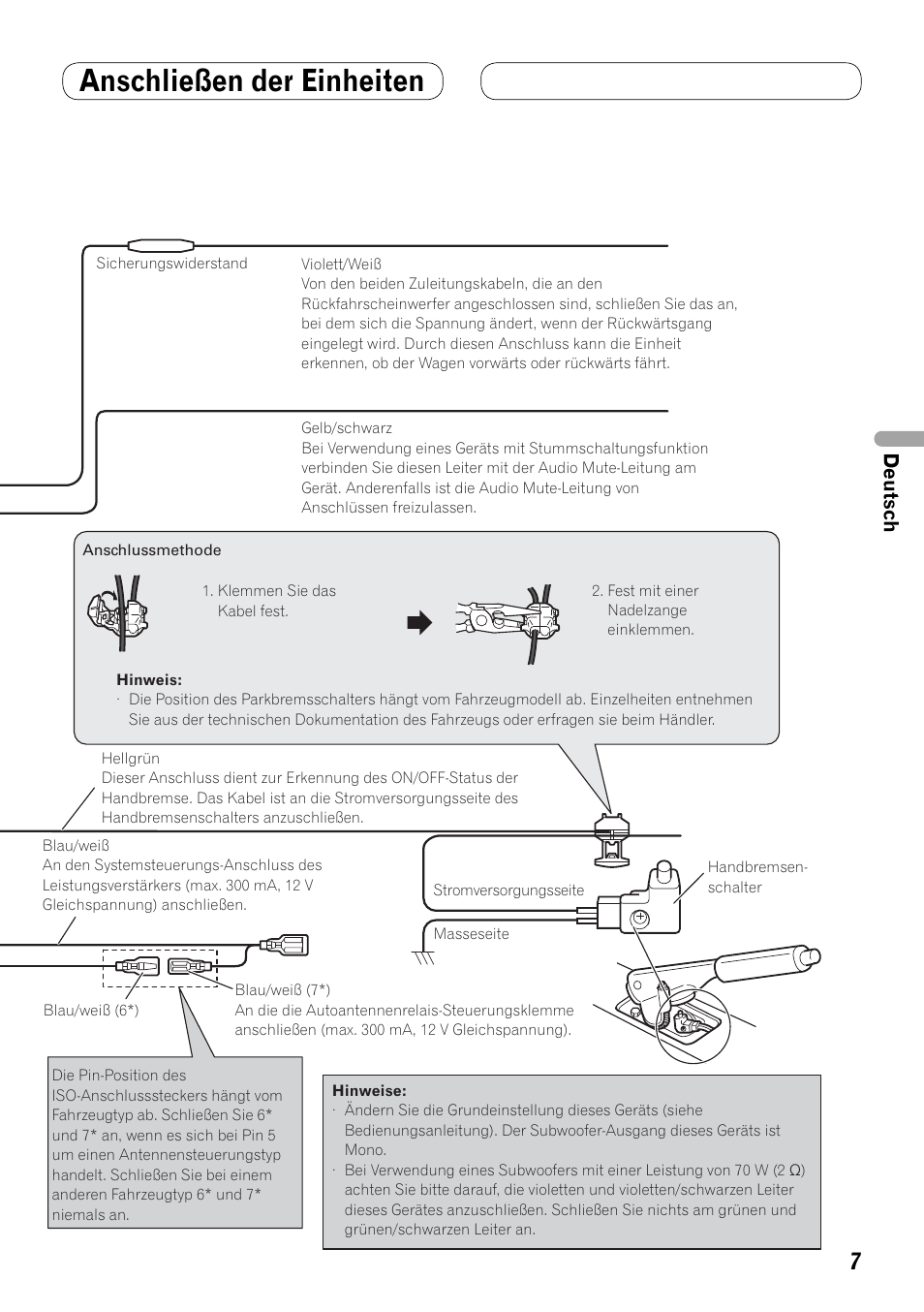 Anschließen der einheiten, Deutsch | Pioneer AVH-P4100DVD User Manual | Page 35 / 86