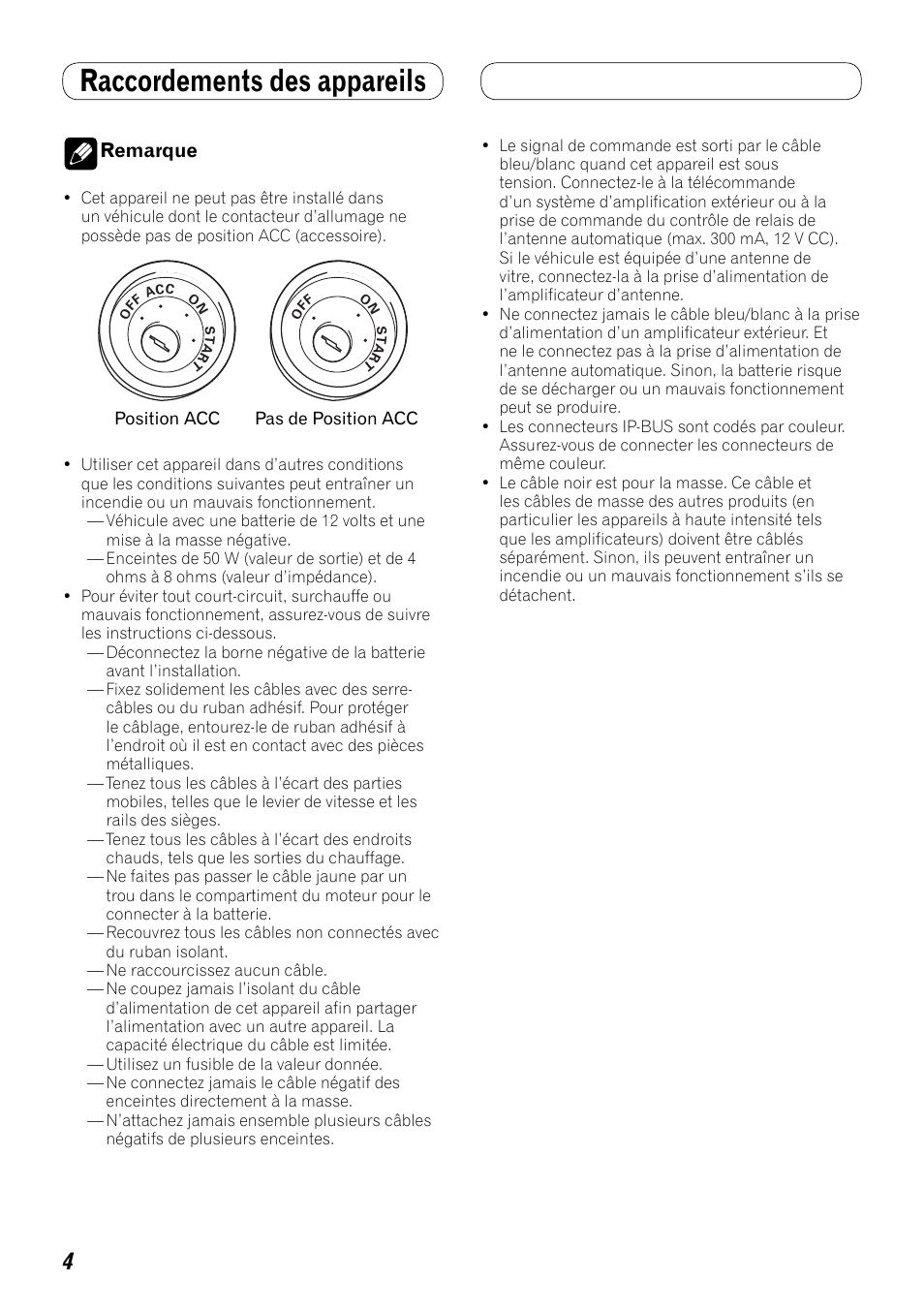 Raccordements des appareils | Pioneer AVH-P4100DVD User Manual | Page 46 / 86