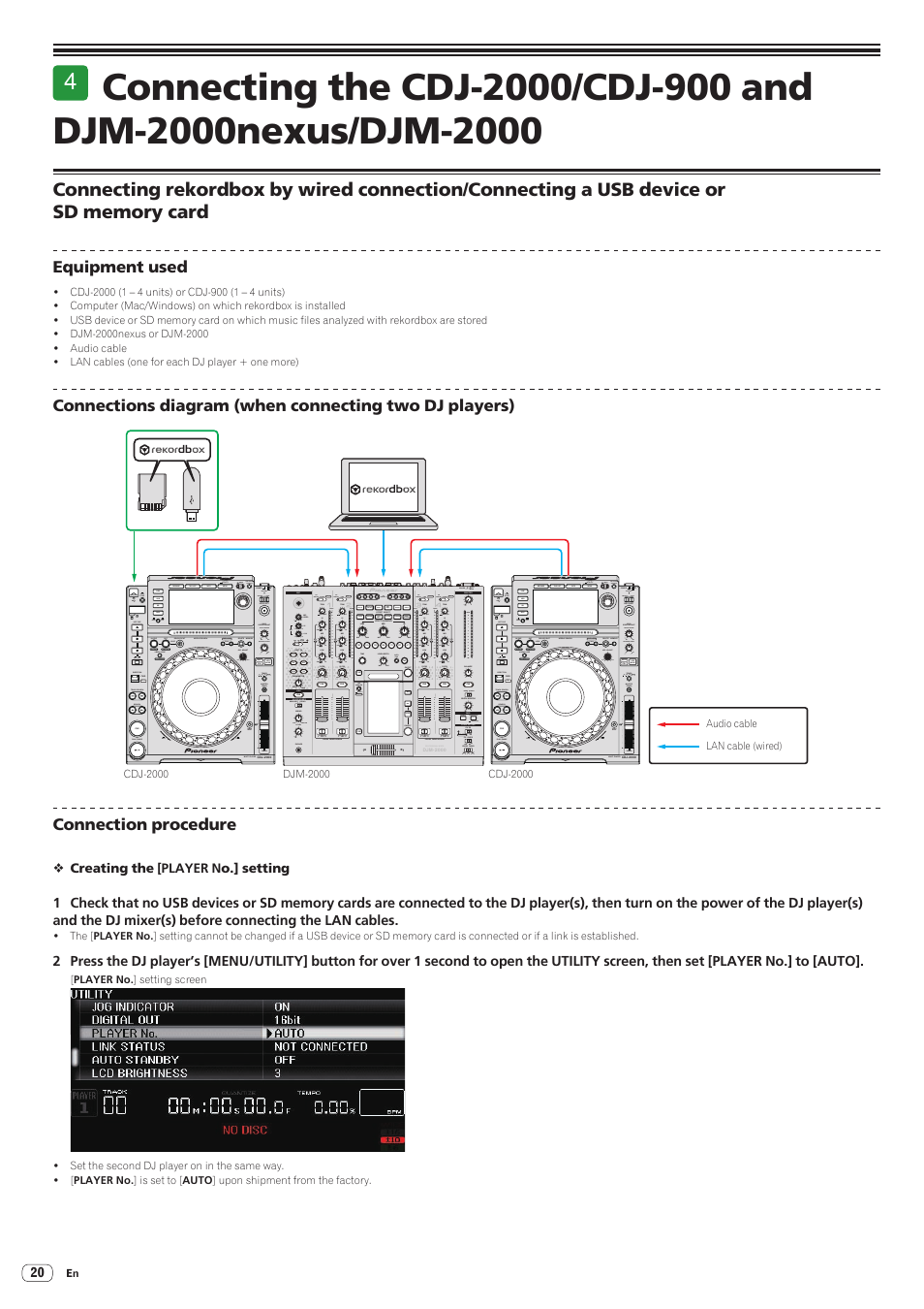 Connecting the cdj-2000/cdj-900 and djm-2000nexus, Djm-2000 | Pioneer CDJ-2000-W User Manual | Page 20 / 28