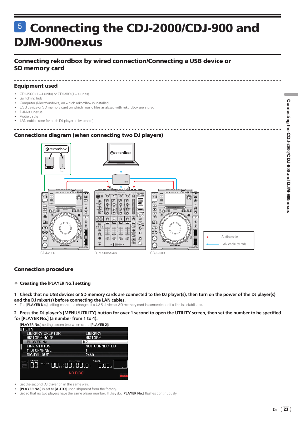Connecting the cdj-2000/cdj-900 and djm-900nexus | Pioneer CDJ-2000-W User Manual | Page 23 / 28
