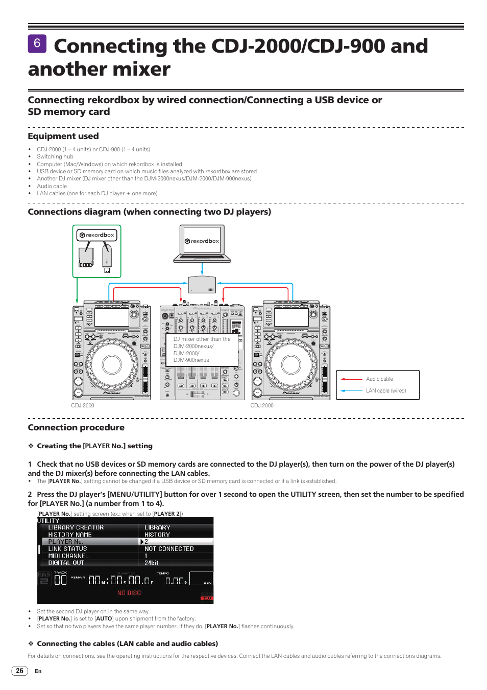 Connecting the cdj-2000/cdj-900 and another mixer | Pioneer CDJ-2000-W User Manual | Page 26 / 28