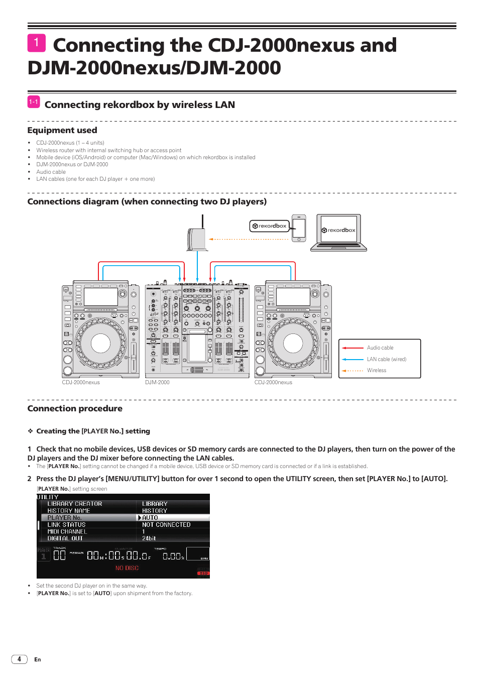 Connecting rekordbox by wireless lan, Connecting the cdj-2000nexus and djm-2000nexus, Djm-2000 | Pioneer CDJ-2000-W User Manual | Page 4 / 28