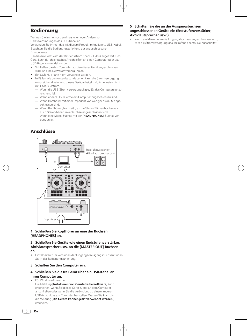 Bedienung, Anschlüsse | Pioneer DDJ-SB User Manual | Page 34 / 68