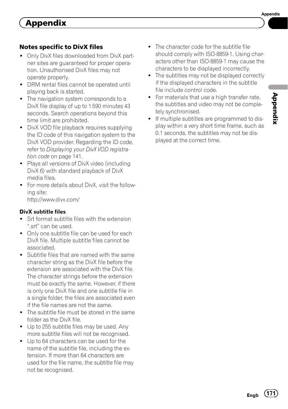 Appendix | Pioneer AVIC-F930BT User Manual | Page 171 / 192