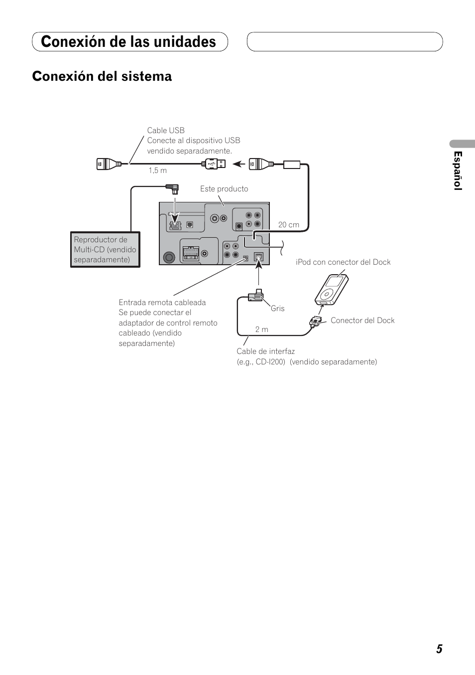 Conexión del sistema, Conexión de las unidades | Pioneer AVH-P4000DVD User Manual | Page 17 / 74