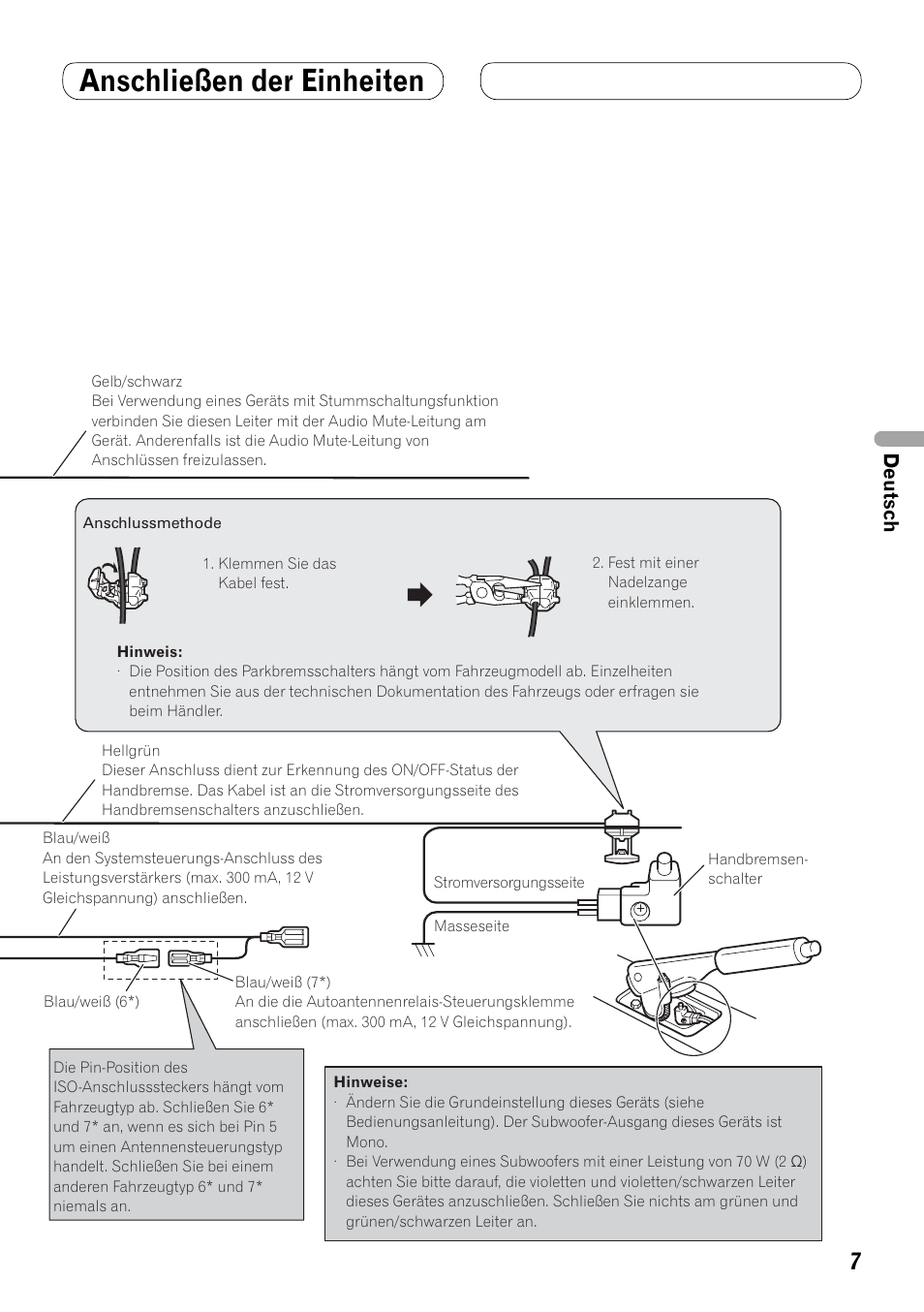 Anschließen der einheiten, Deutsch | Pioneer AVH-P4000DVD User Manual | Page 31 / 74