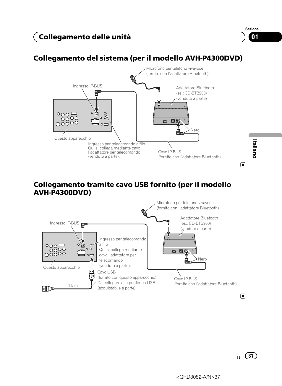 01 collegamento delle unità | Pioneer AVH P4300DVD User Manual | Page 37 / 100