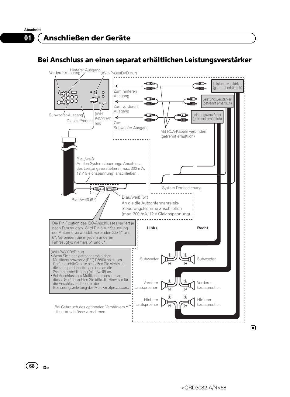 01 anschließen der geräte | Pioneer AVH P4300DVD User Manual | Page 68 / 100
