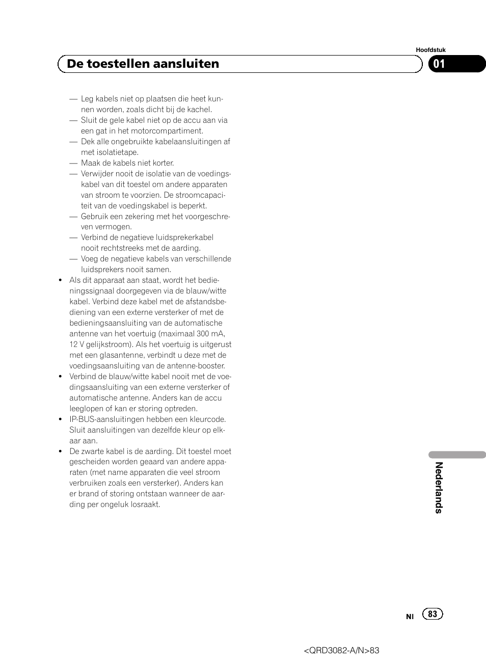 01 de toestellen aansluiten | Pioneer AVH P4300DVD User Manual | Page 83 / 100