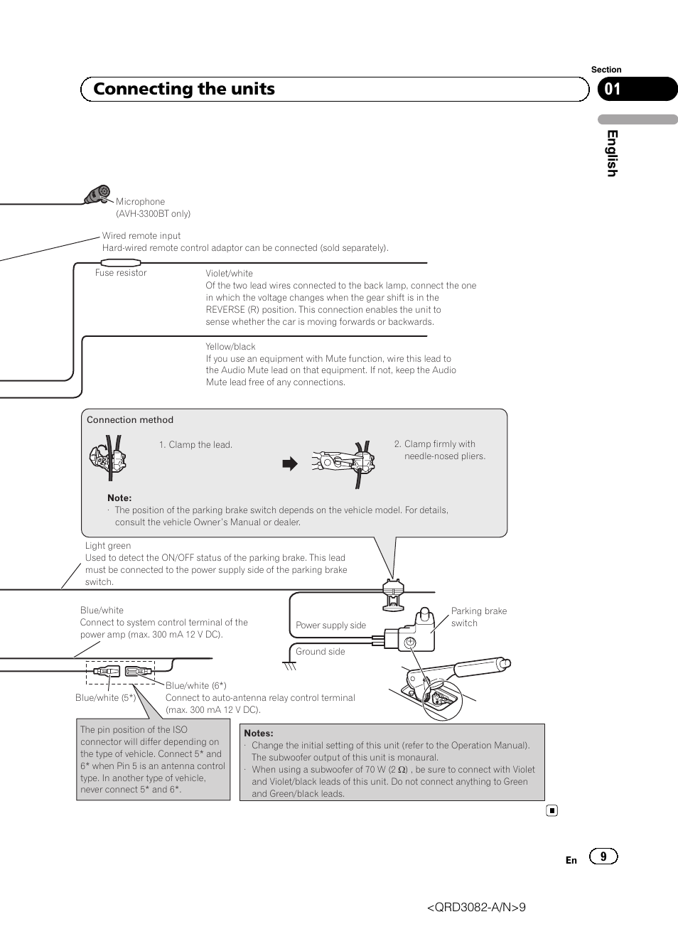 01 connecting the units, English | Pioneer AVH P4300DVD User Manual | Page 9 / 100