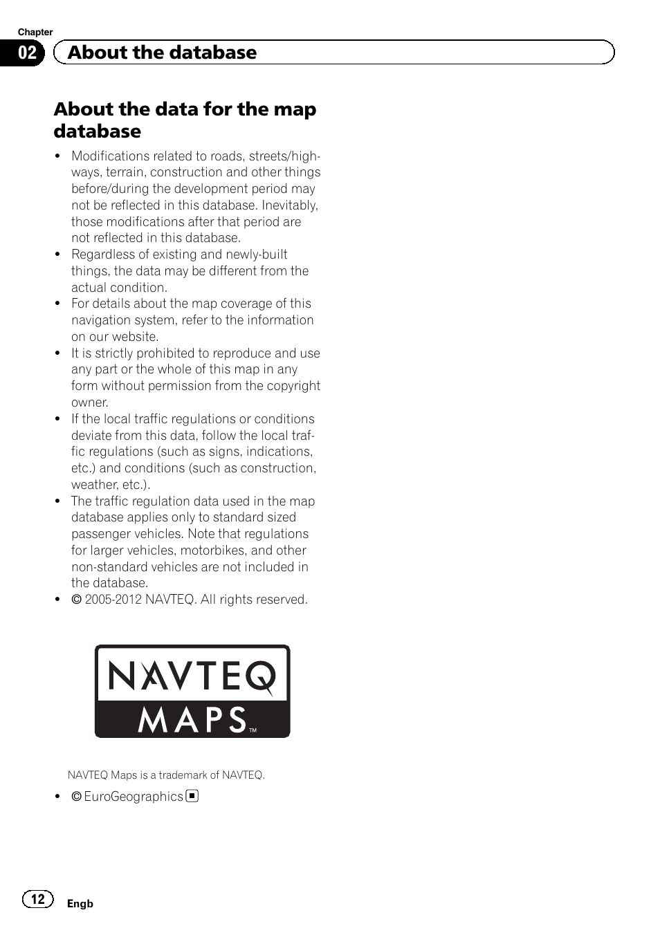 About the data for the map database, 02 about the database | Pioneer AVIC-F930BT User Manual | Page 12 / 28