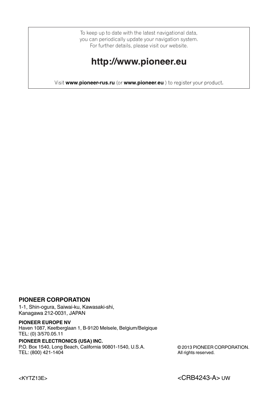 Crb4243-a | Pioneer AVIC-F930BT User Manual | Page 28 / 28