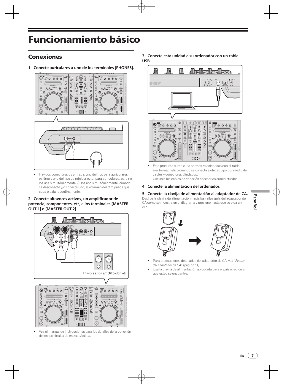 Funcionamiento básico, Conexiones | Pioneer DDJ-S1 User Manual | Page 95 / 124