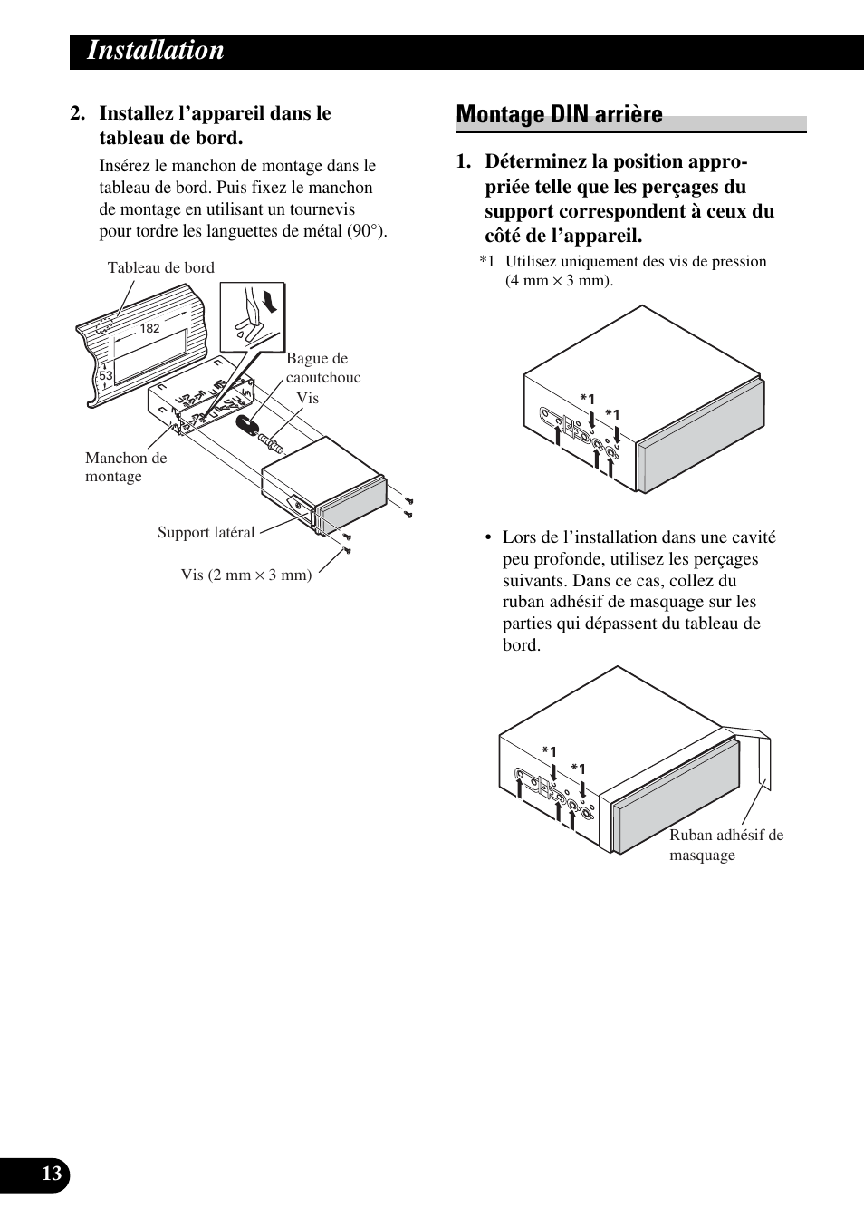 Montage din arrière, Installation | Pioneer AVH-P5900DVD User Manual | Page 56 / 86