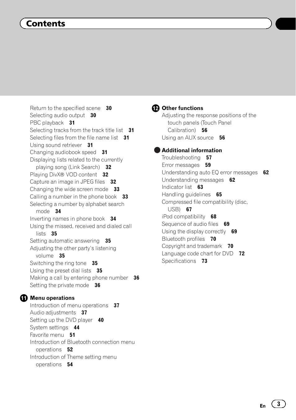 Pioneer AVH-3400DVD User Manual | Page 3 / 76