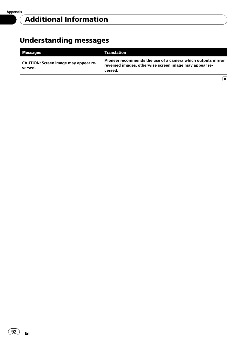 Understanding messages, Additional information | Pioneer AVH-P4100DVD User Manual | Page 92 / 108