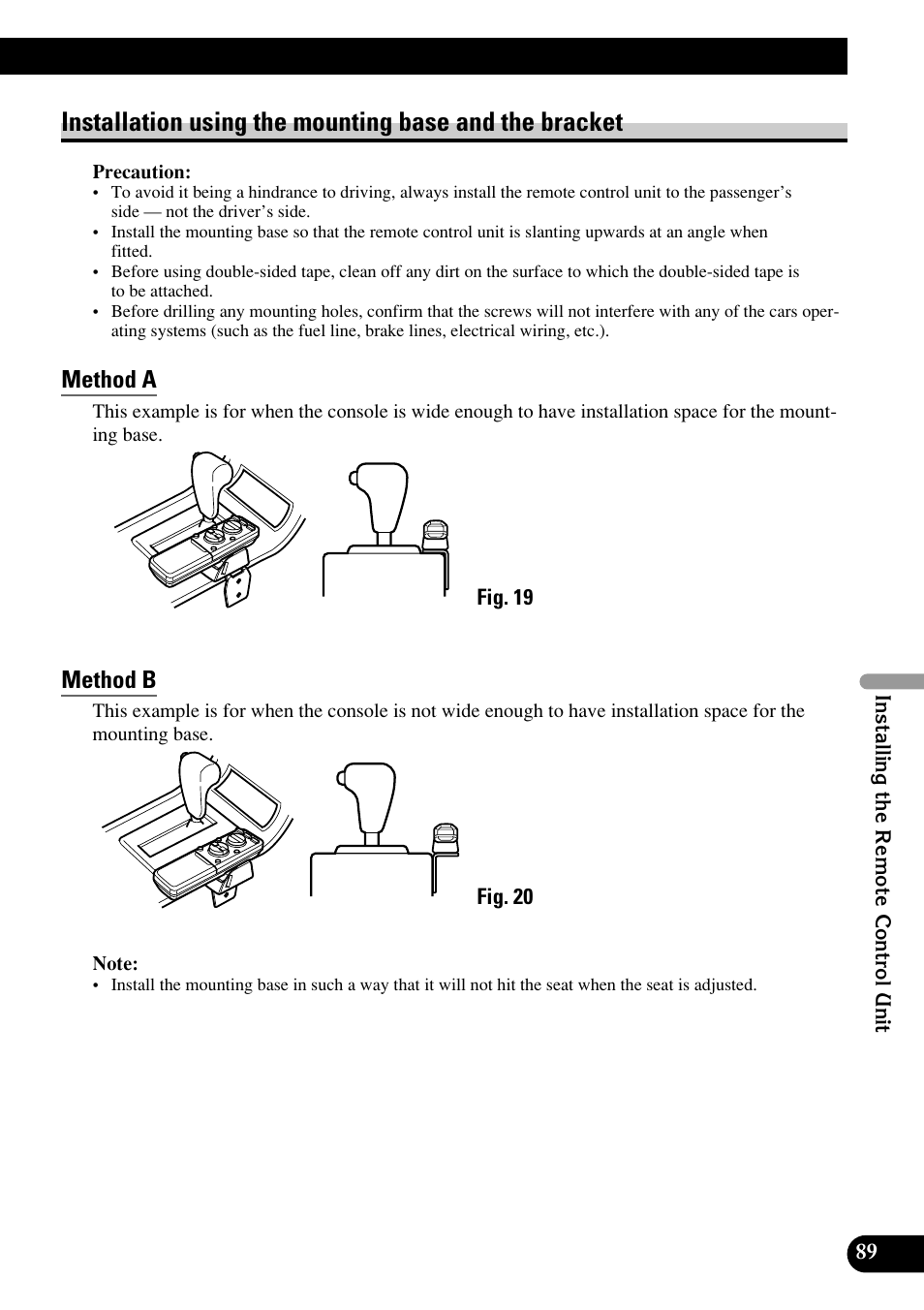 Installation using the mounting base, And the bracket, Method a | Method b | Pioneer RS-D7RII User Manual | Page 89 / 92