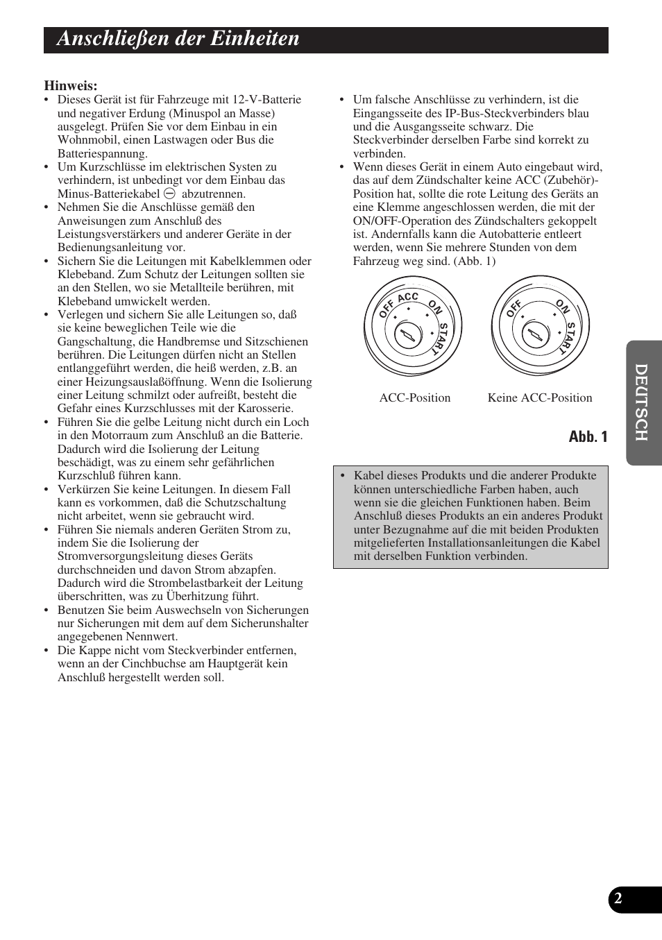 Anschließen der einheiten, Abb. 1 | Pioneer AVX-P7300DVD User Manual | Page 31 / 88