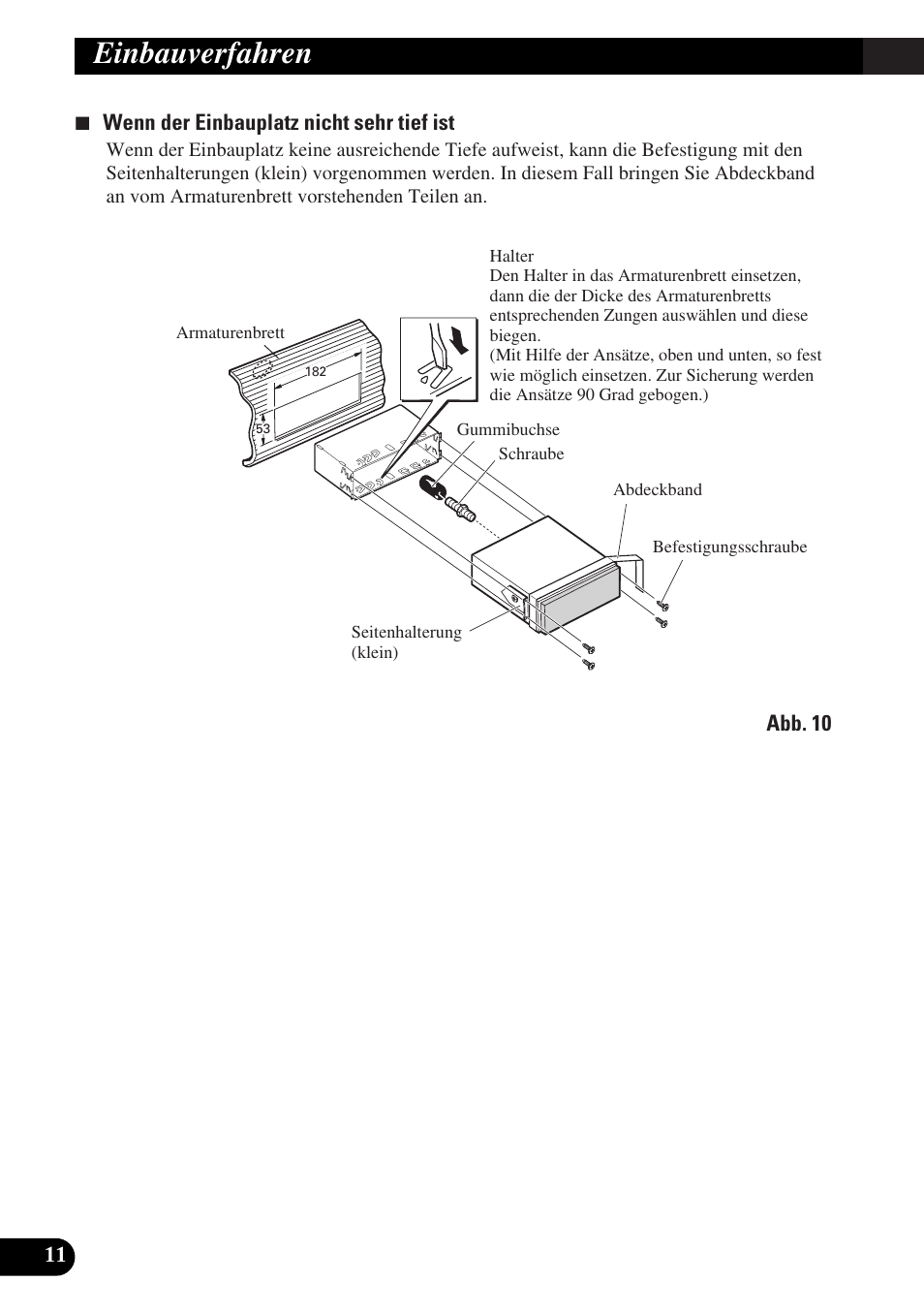 Einbauverfahren | Pioneer AVX-P7300DVD User Manual | Page 40 / 88