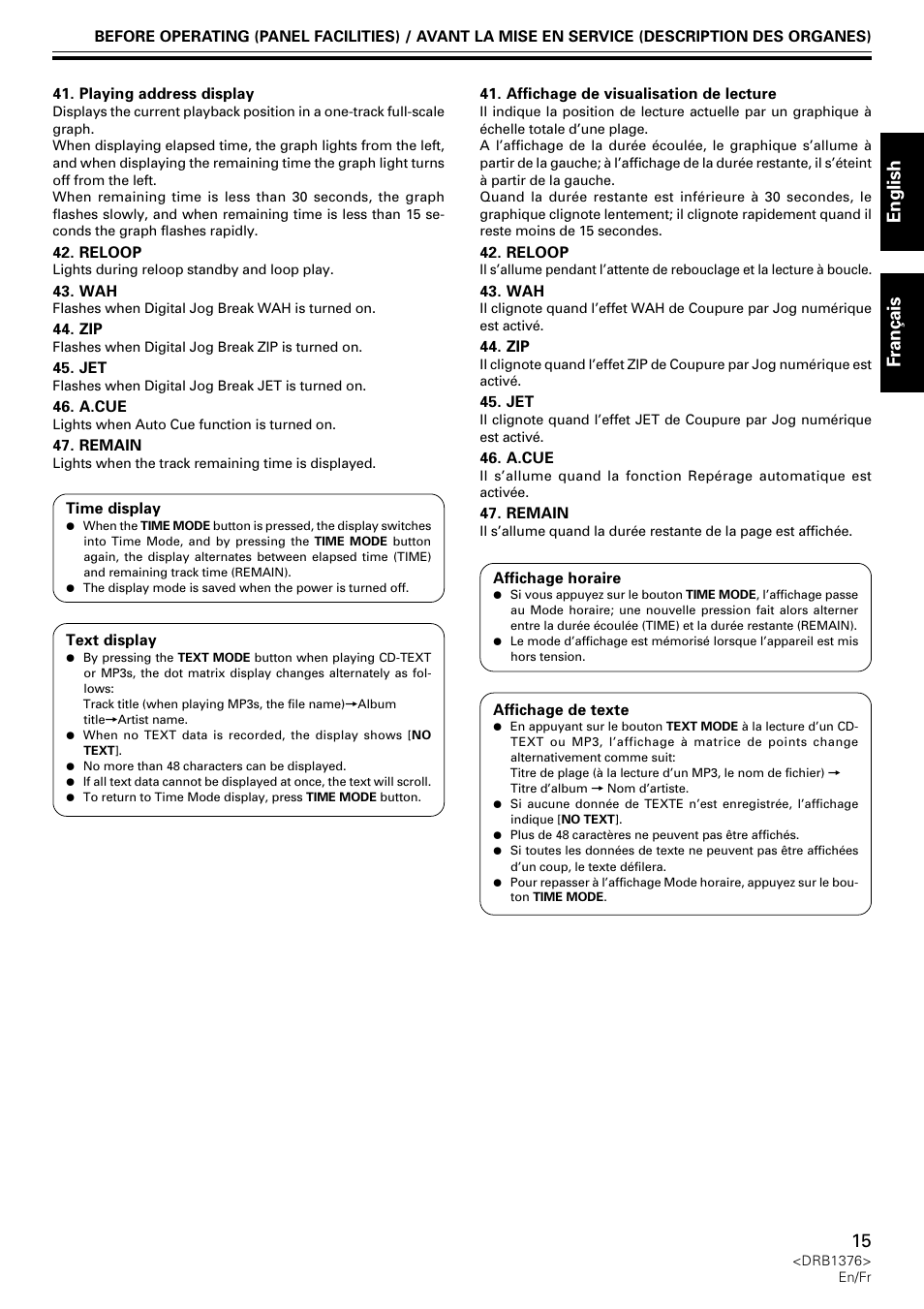 English fran ç ais | Pioneer CDJ-200 User Manual | Page 15 / 92