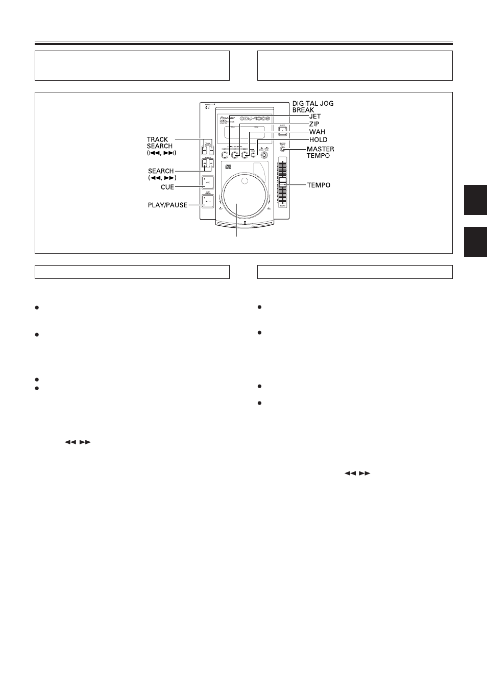 Special disc jockey techniques, Techniques speciales “disc jockey, Jog dial functions | Fonctions de la molette pas-à-pas | Pioneer CDJ-100S User Manual | Page 21 / 88