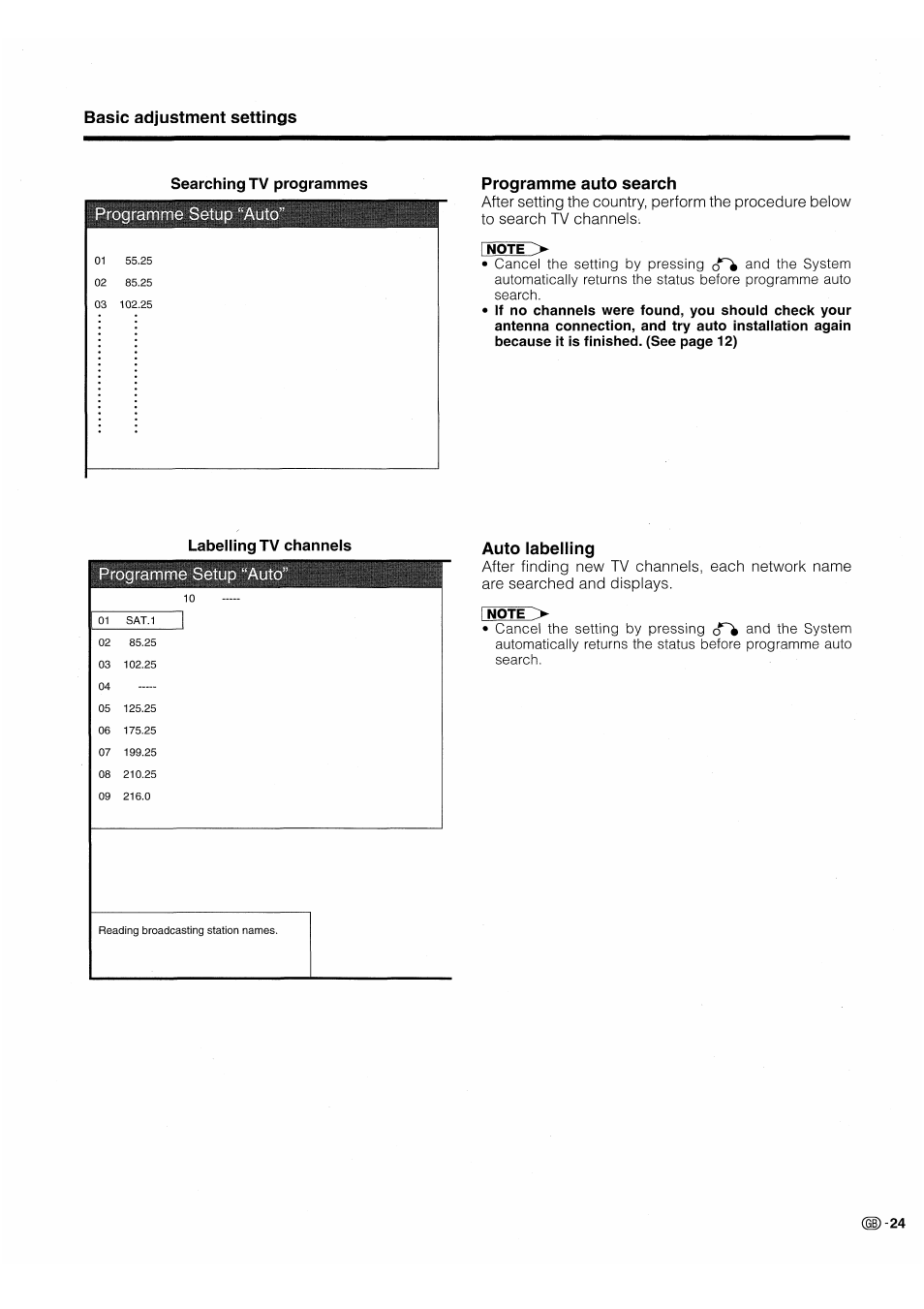 Programme auto search, Auto labelling, Programme setup “auto | Programme setup “aut | Pioneer PDP-503HDE User Manual | Page 27 / 196