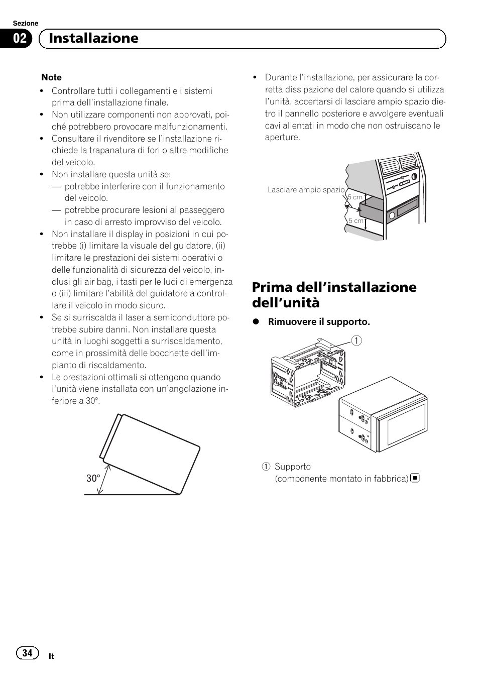 Prima dell ’installazione dell ’unità, 02 installazione | Pioneer AVH-1400DVD User Manual | Page 34 / 76