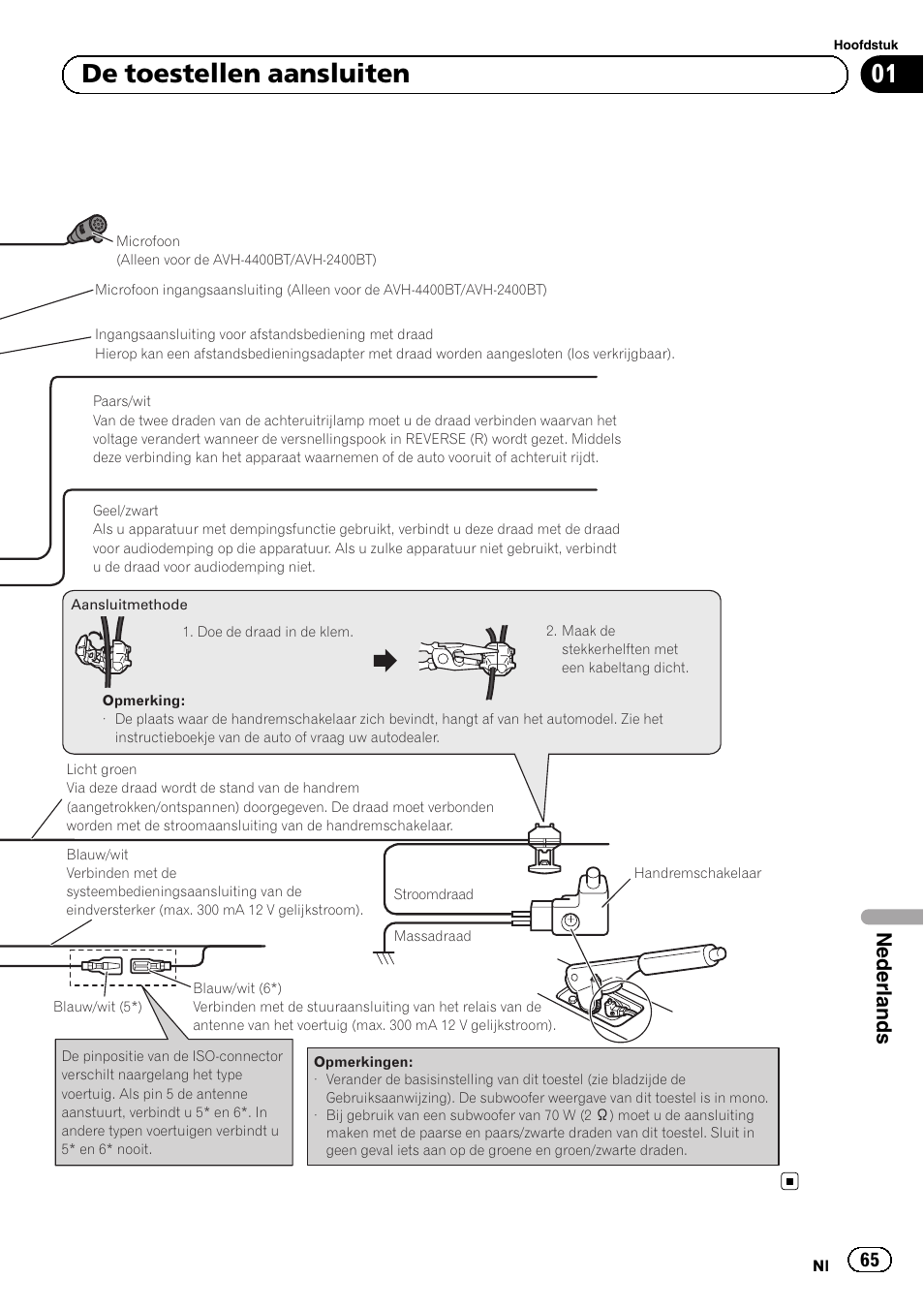 01 de toestellen aansluiten, Nederlands | Pioneer AVH-1400DVD User Manual | Page 65 / 76