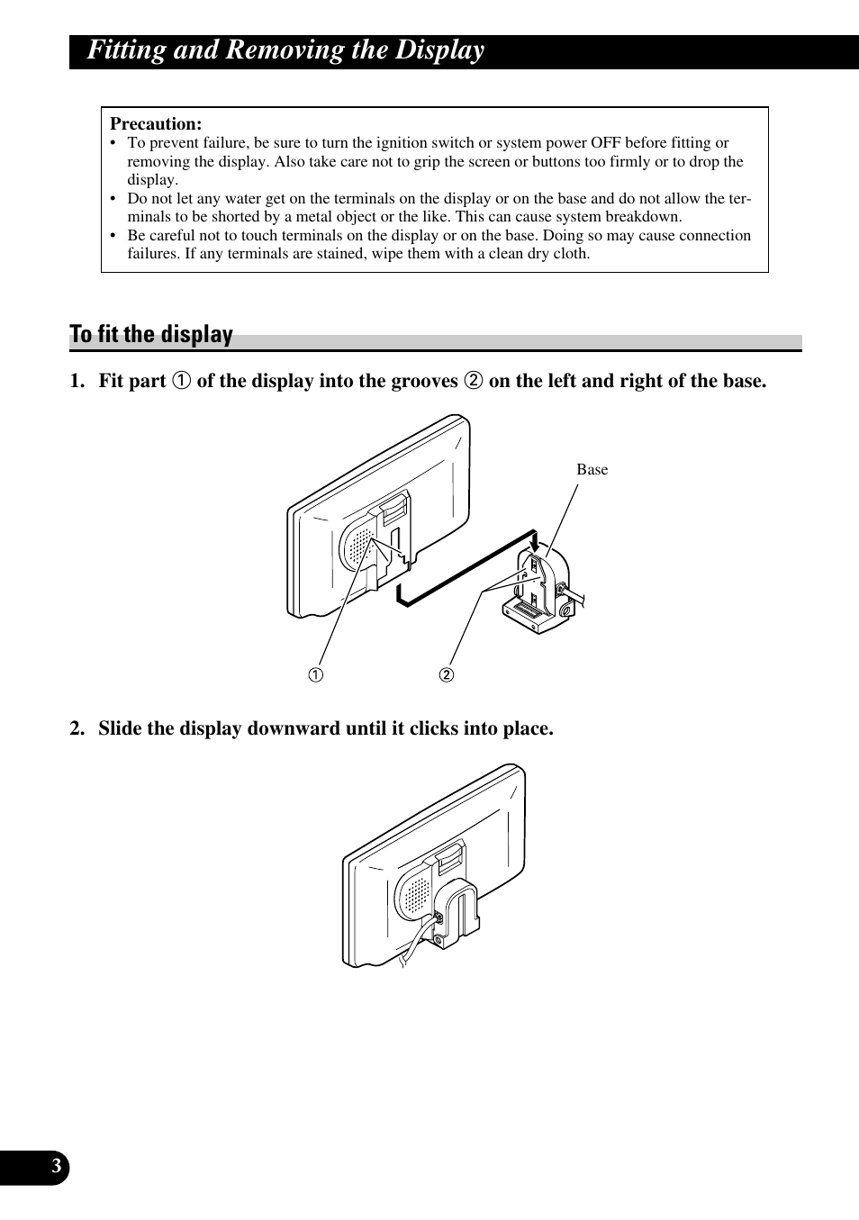 Fitting and removing the display, To fit the display | Pioneer AVD-W6210 User Manual | Page 4 / 112