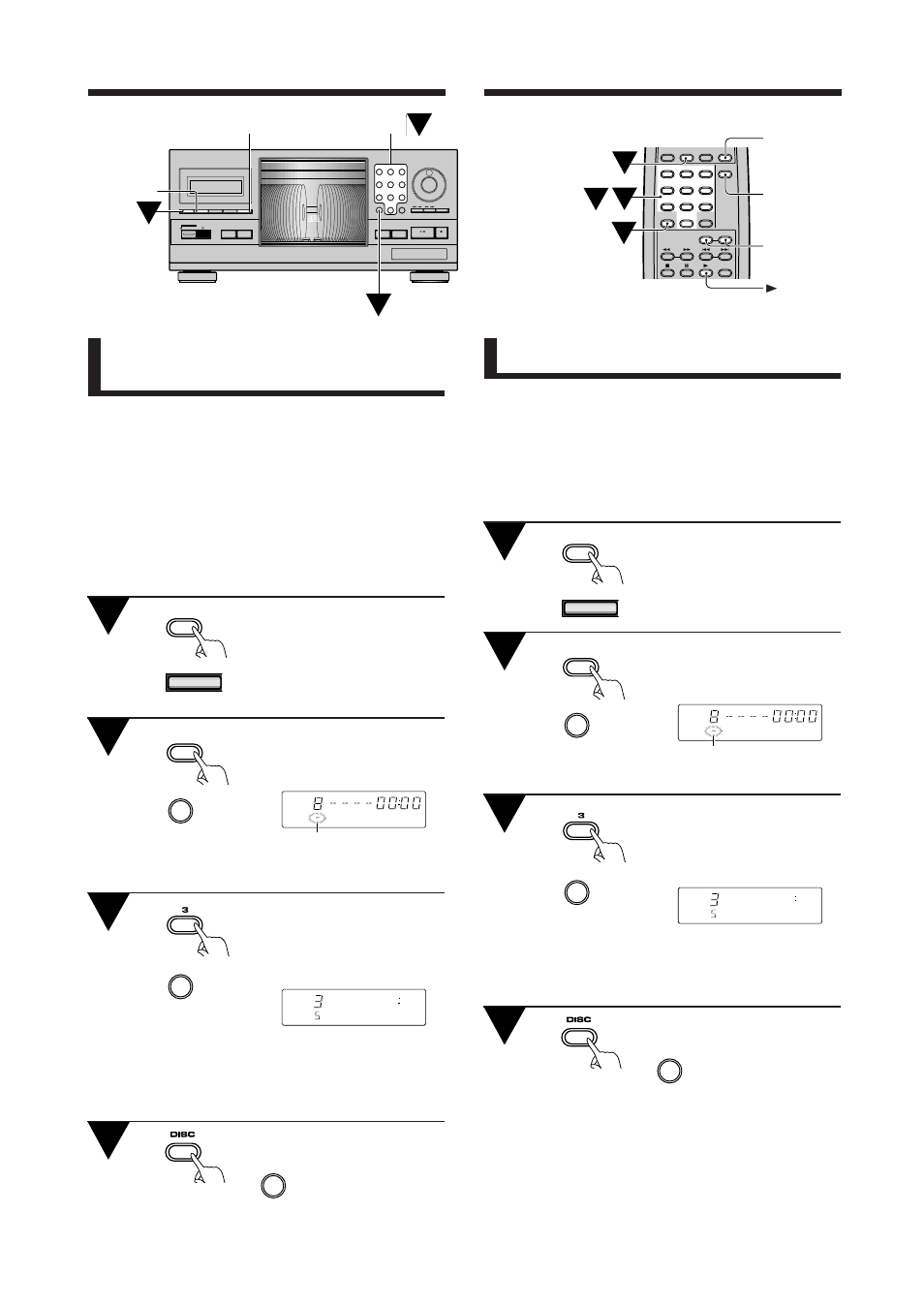Programmierung und wiedergabe von bestimmten discs, Riproduzione programmata di brani e dischi, Weitere bedienungsfunktionen | Altre operazioni, Premere disc, Zifferntasten tasti numerici, Zifferntasten tasti numerici 4 1, Clear program repeat display, Track disc | Pioneer PD-F1009 User Manual | Page 48 / 124