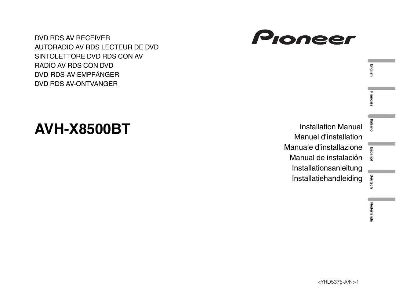 Pioneer AVH-X8500BT User Manual | 52 pages