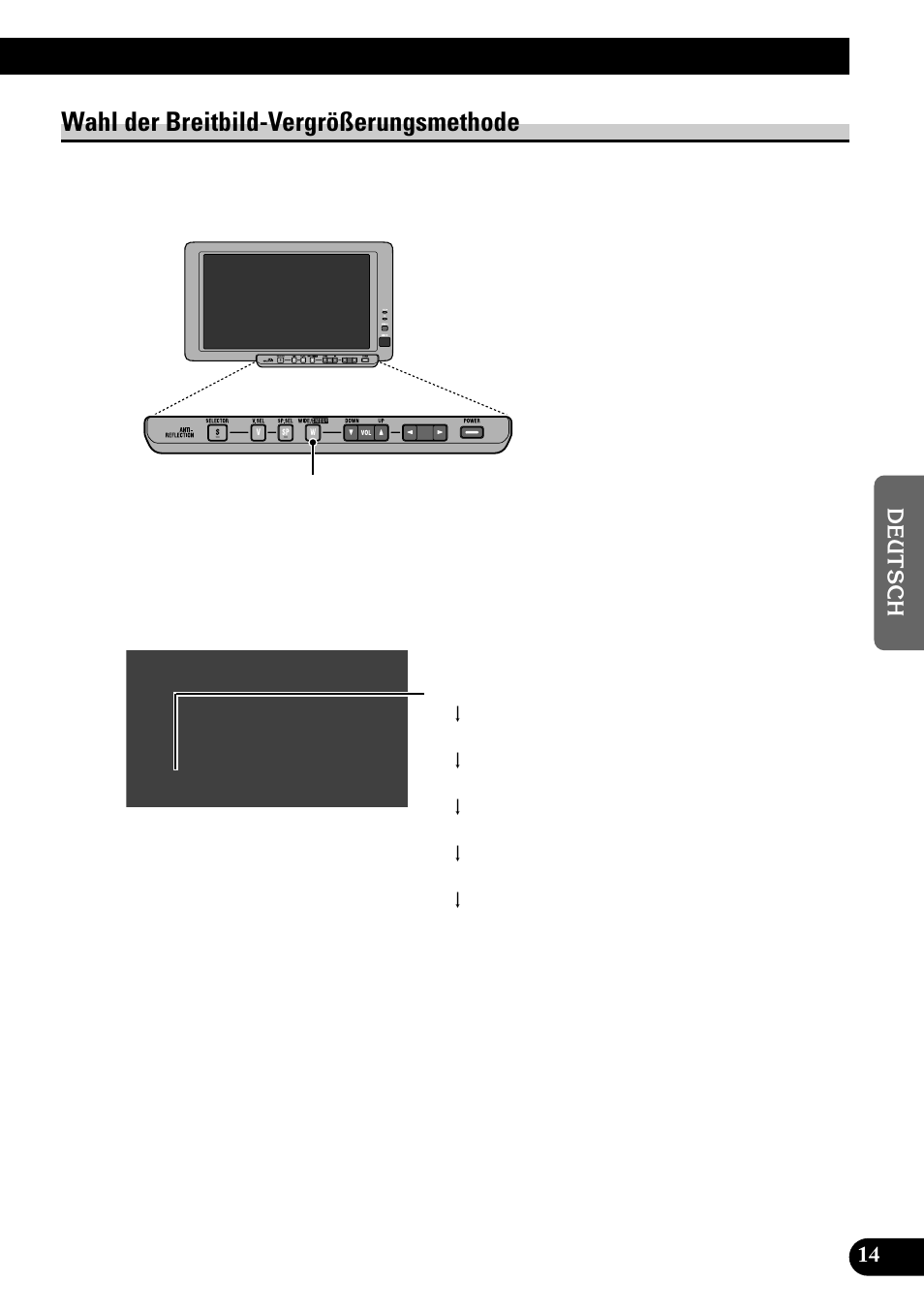 Wahl der breitbild-vergrößerungsmethode | Pioneer AVD-W8000 User Manual | Page 83 / 104