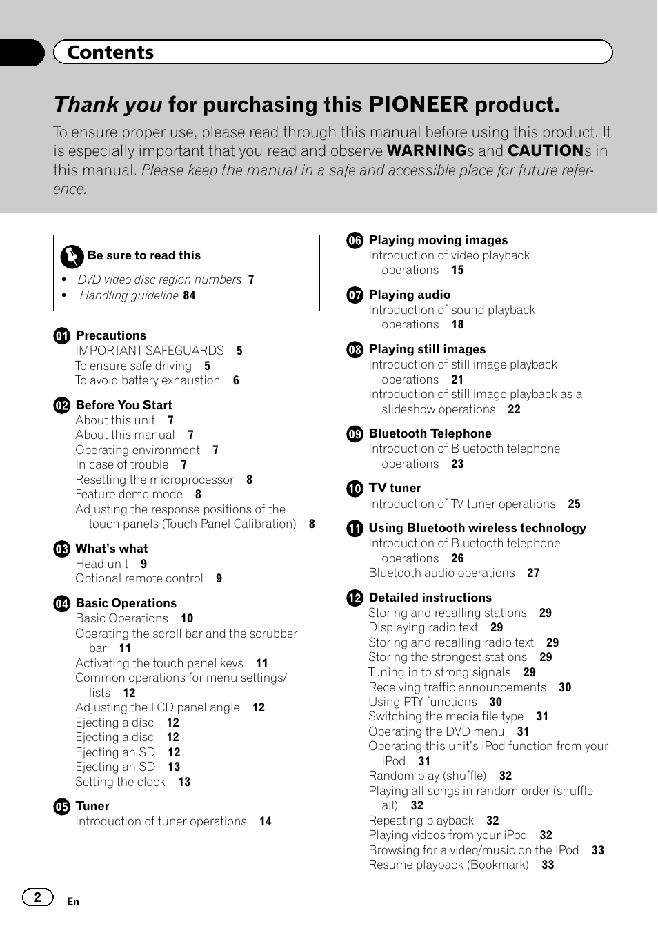Pioneer AVH-P4200DVD User Manual | Page 2 / 96