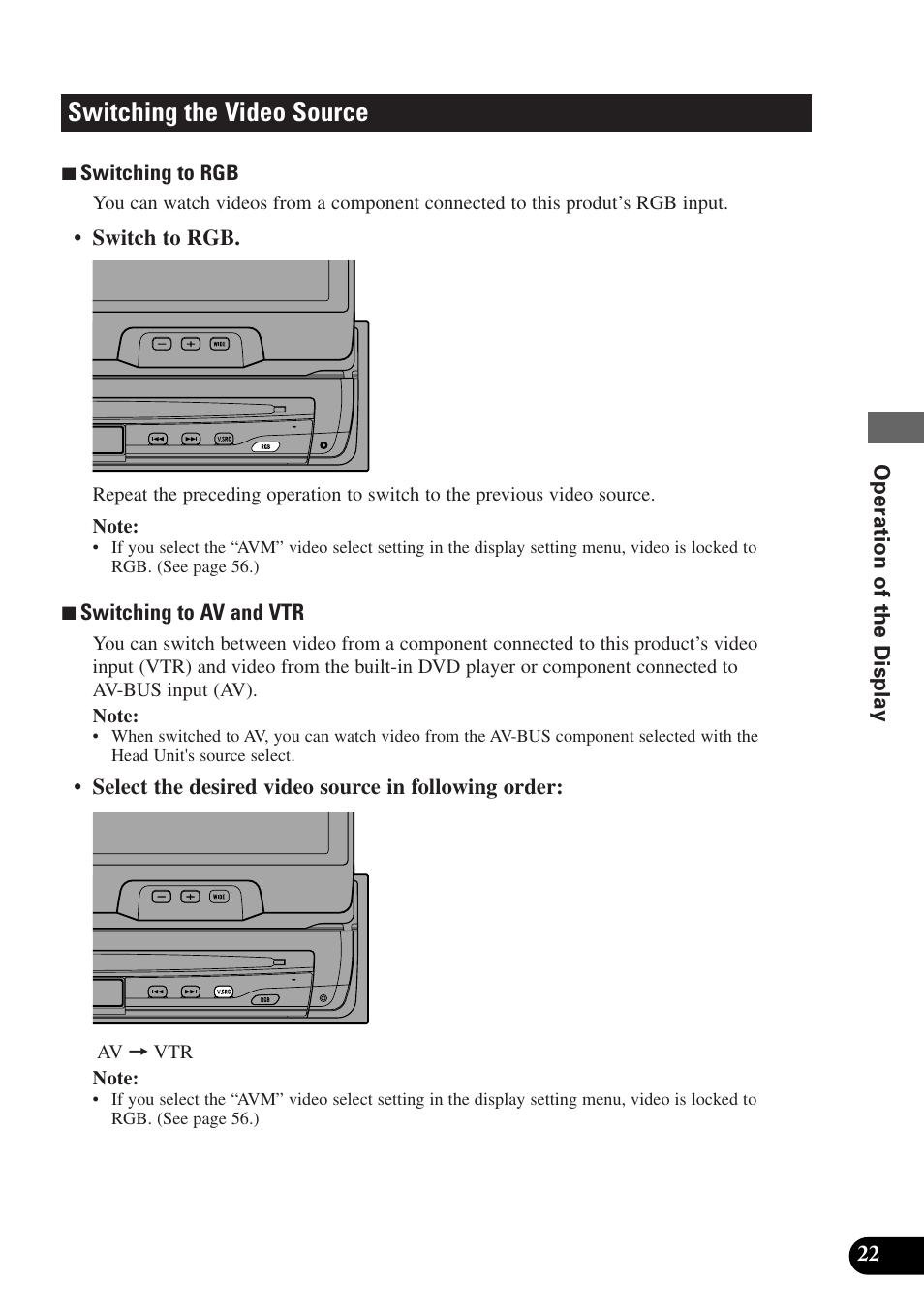 Switching the video source | Pioneer AVX-P7300DVD User Manual | Page 27 / 80