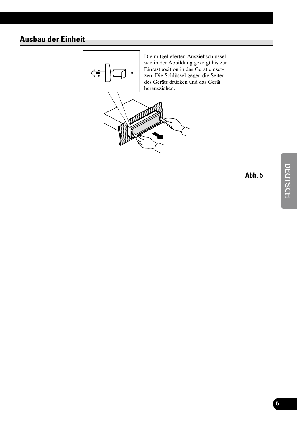 A title (english), Ausbau der einheit | Pioneer KEH-P7020R User Manual | Page 27 / 64