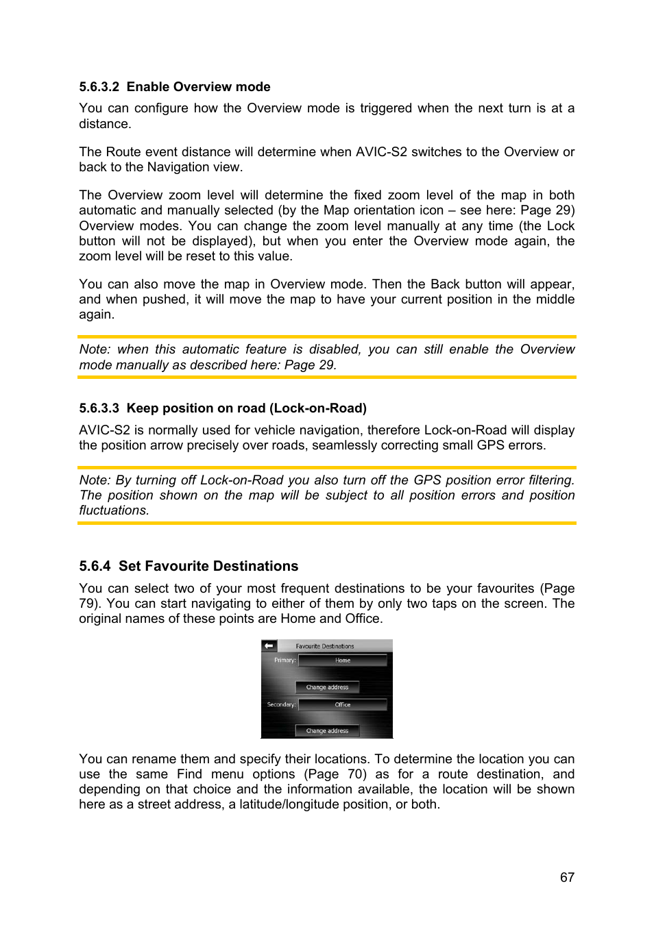 Enable overview mode, Keep position on road (lock-on-road), Set favourite destinations | 2 enable, Overview mode, 3 keep position on road (lock-on-road), 4 set, Favourite, Destinations | Pioneer AVIC-S2 RU User Manual | Page 67 / 84