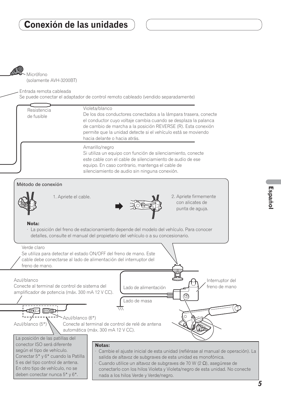 Conexión de las unidades, Español | Pioneer AVH-P4200DVD User Manual | Page 53 / 100