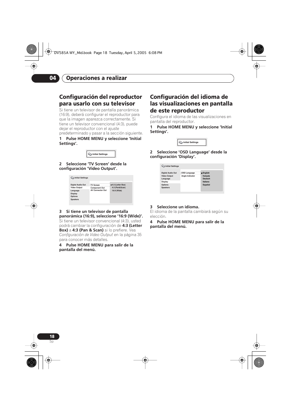 Operaciones a realizar 04 | Pioneer DV-585A-s User Manual | Page 18 / 108