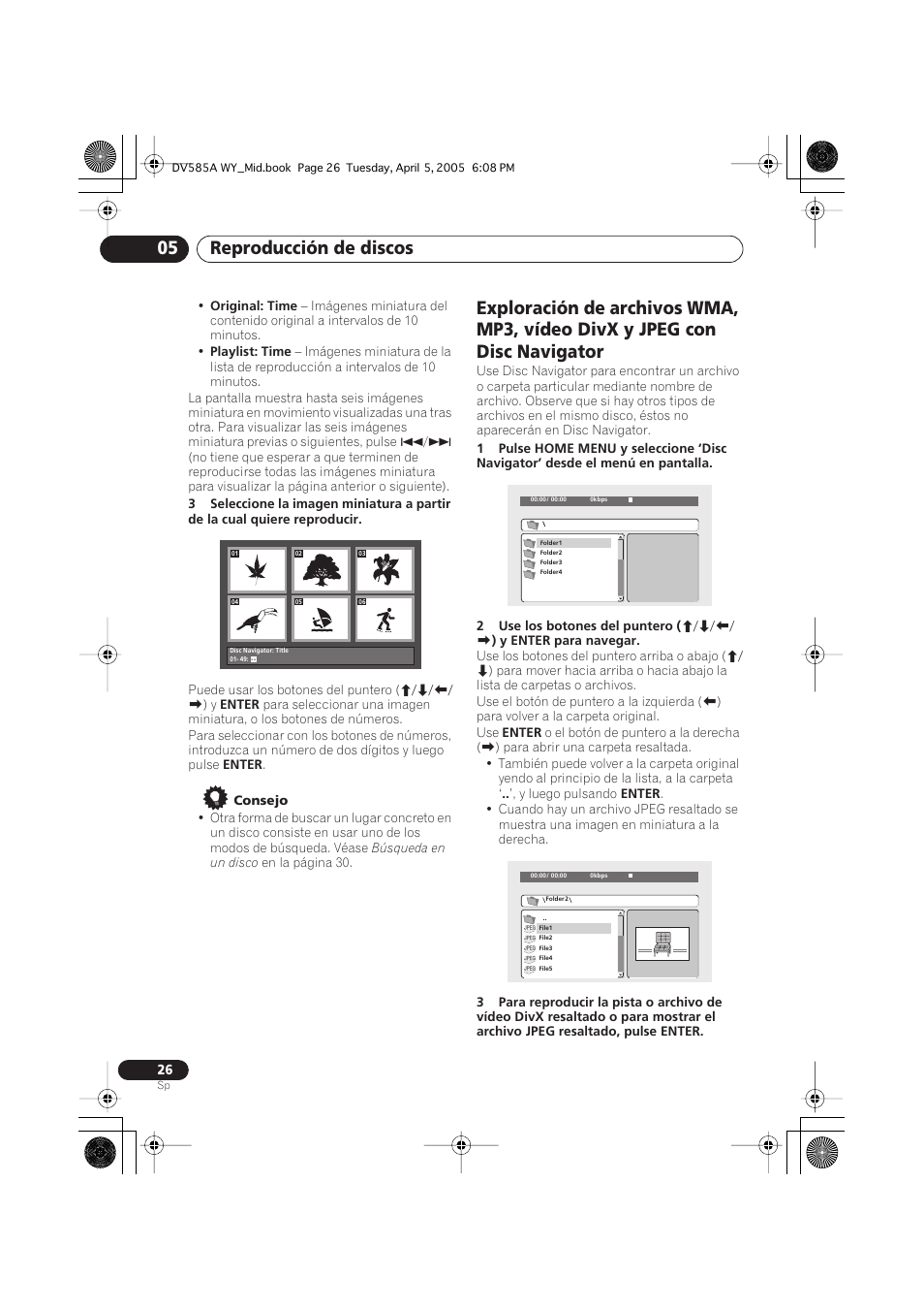 Reproducción de discos 05 | Pioneer DV-585A-s User Manual | Page 26 / 108