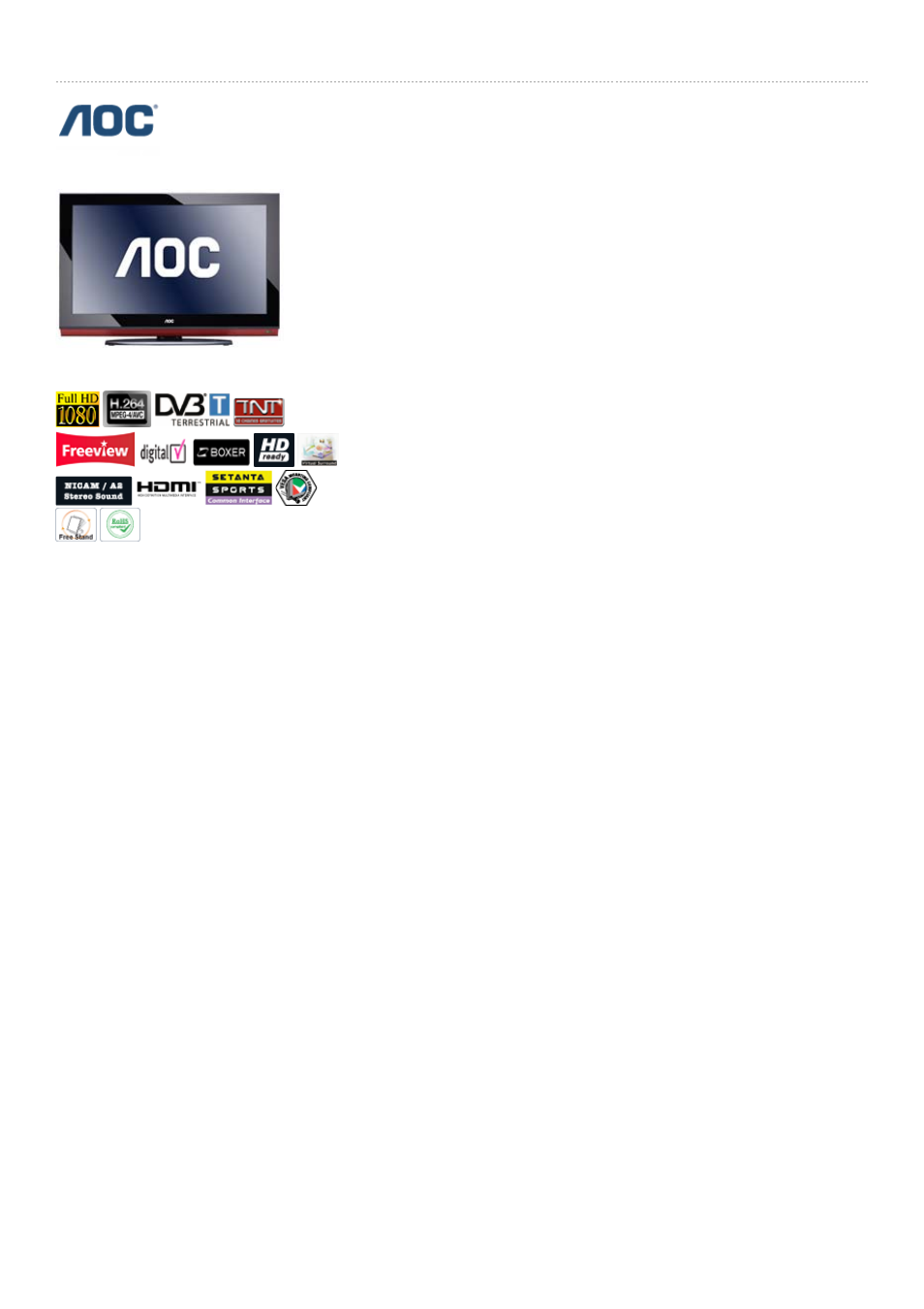 AOC L42HA91 User Manual | 2 pages