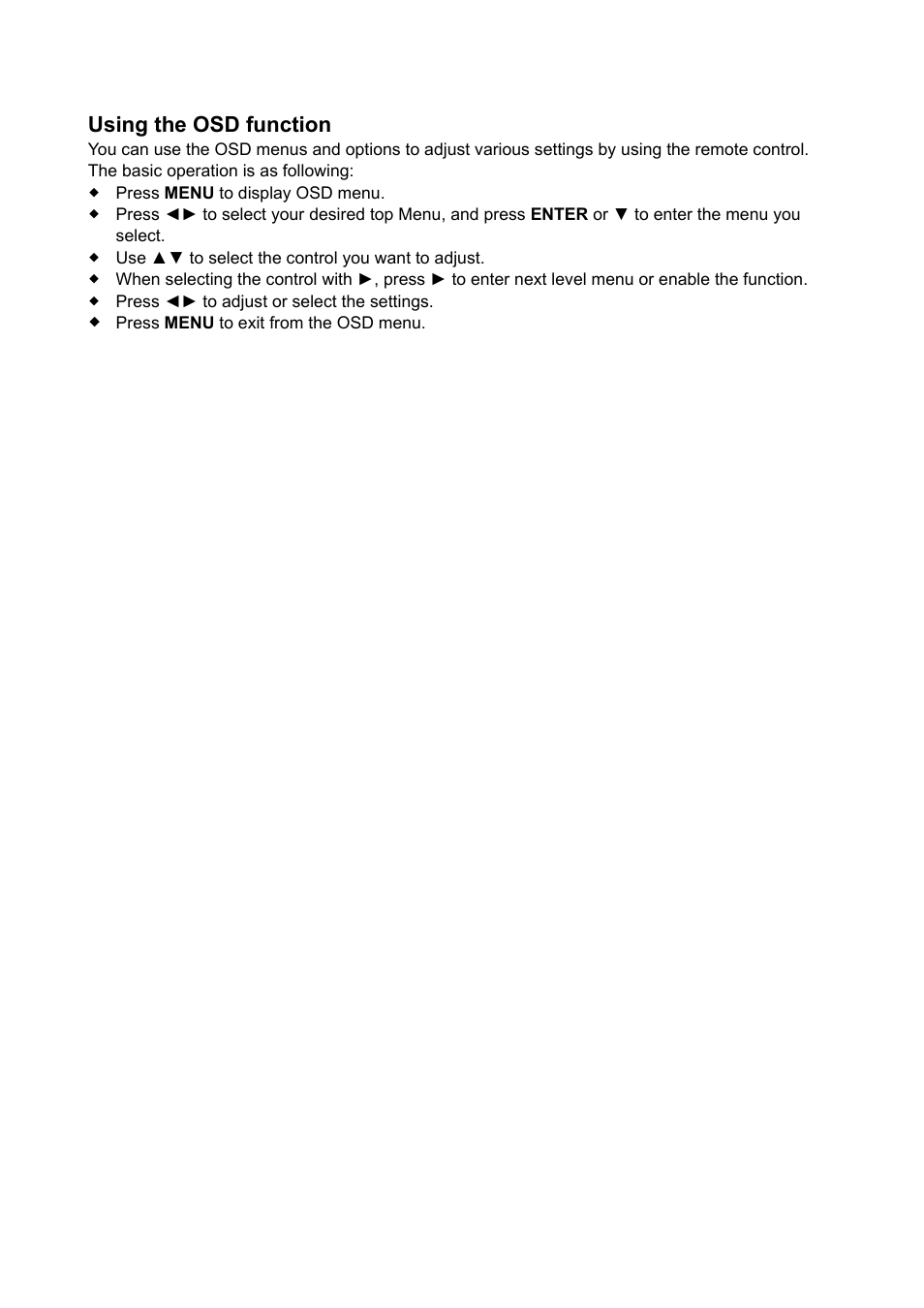 Using the osd function | AOC Envision Series L22H998 User Manual | Page 25 / 40