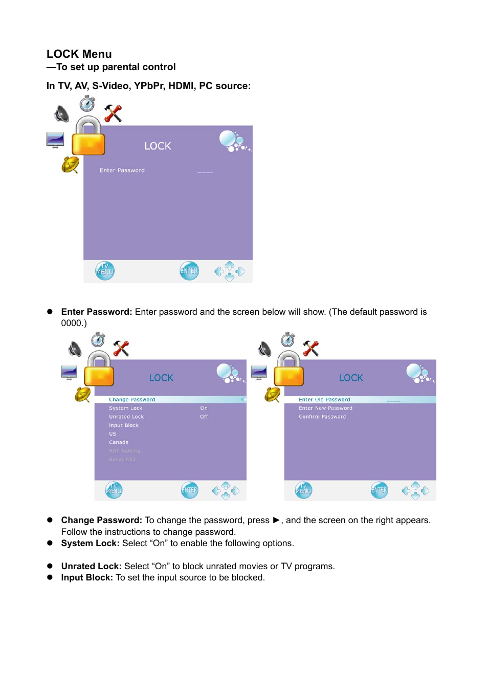 Lock menu | AOC Envision Series L22H998 User Manual | Page 31 / 40